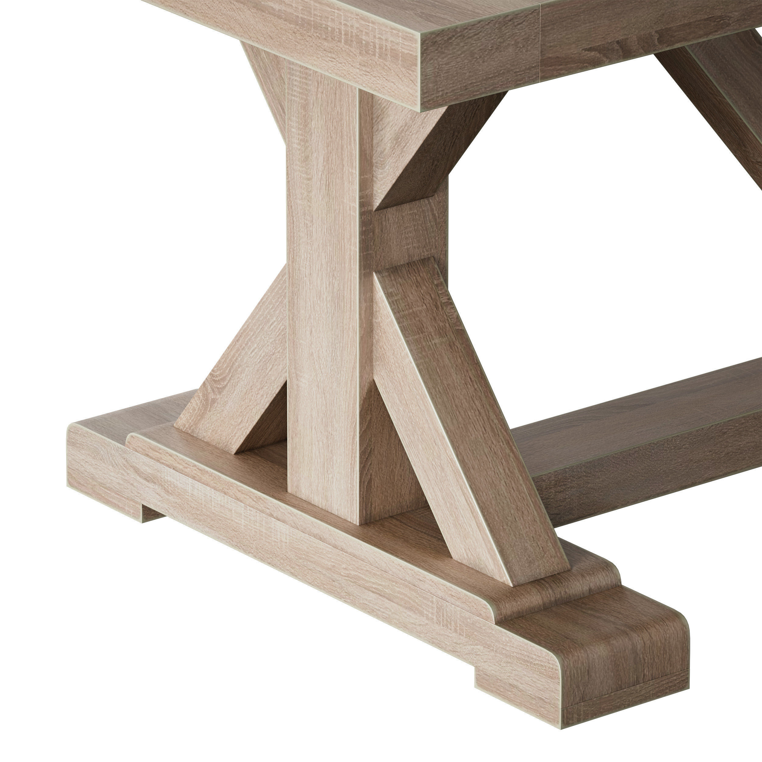 Terrain Trestle Teak Dining Table with Benches 3D model_12
