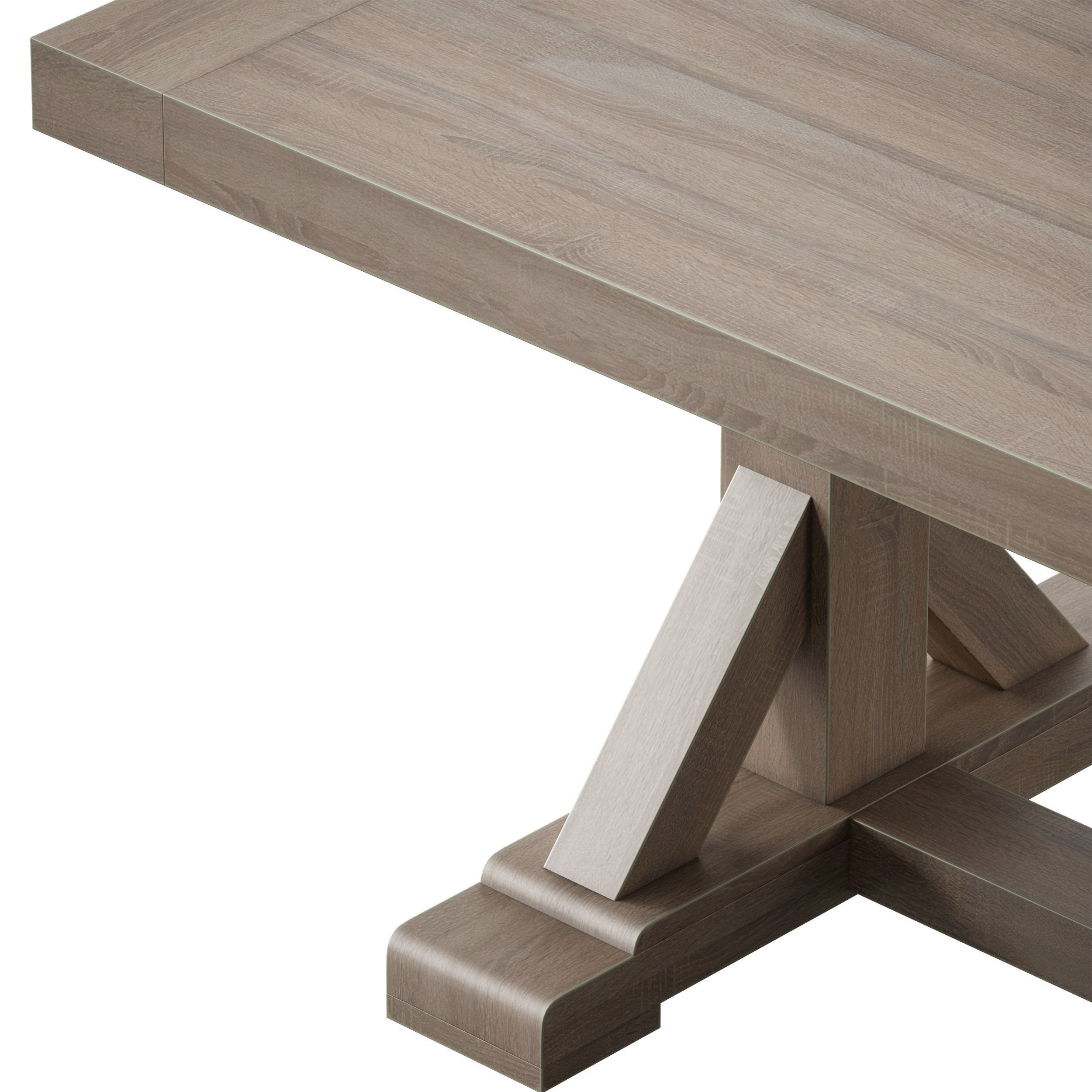 Terrain Trestle Teak Dining Table with Benches 3D model_21