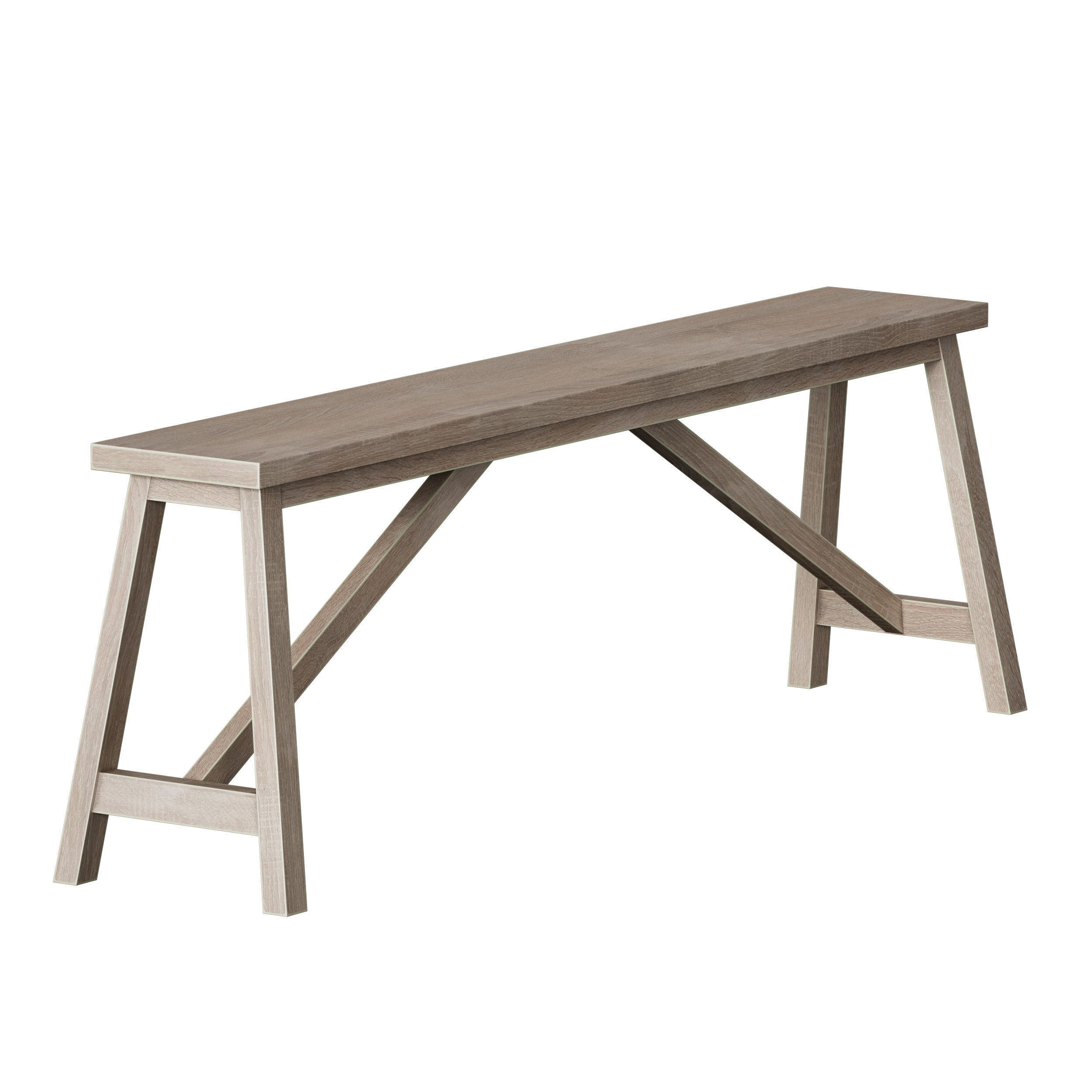 Terrain Trestle Teak Dining Table with Benches 3D model_15