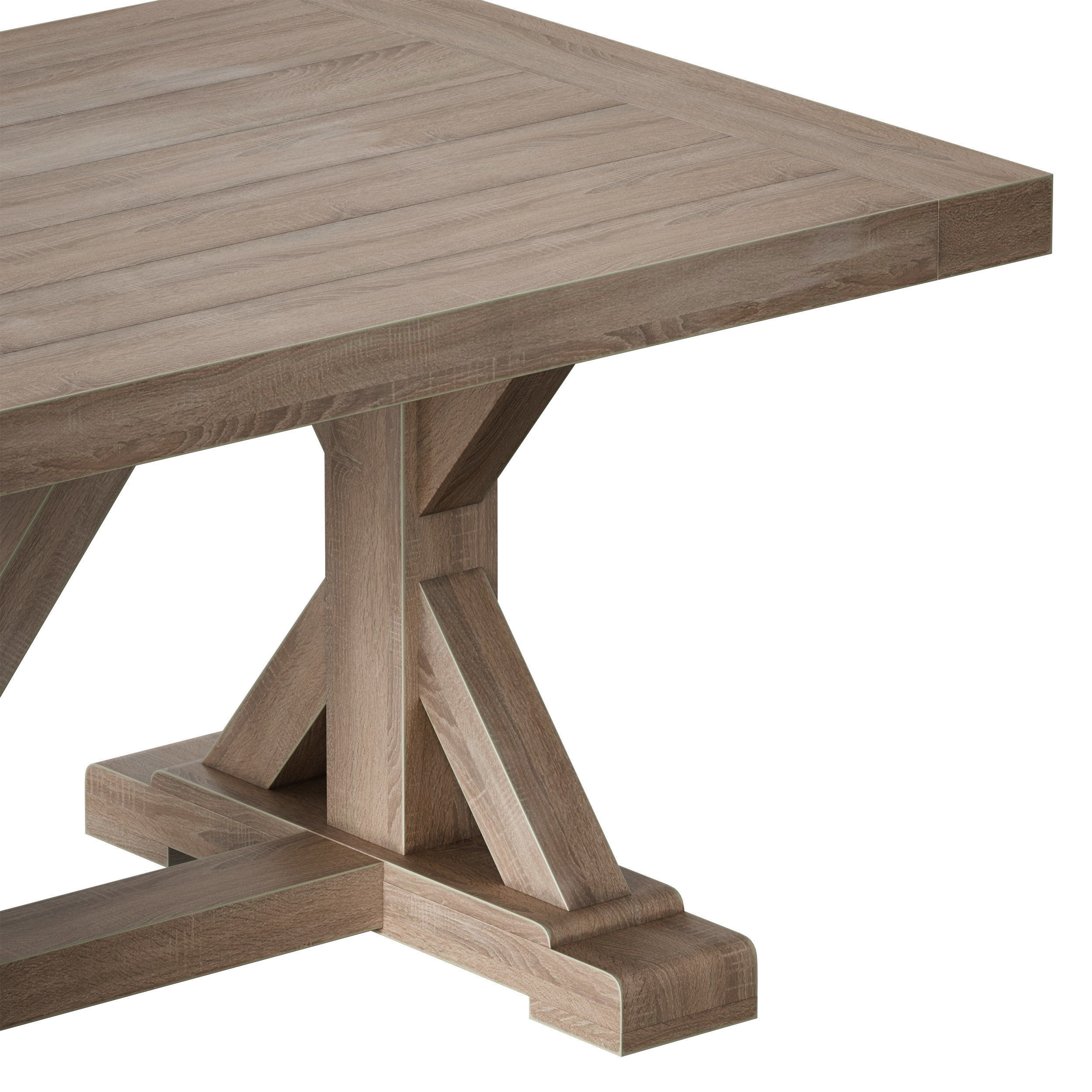 Terrain Trestle Teak Dining Table with Benches 3D model_13