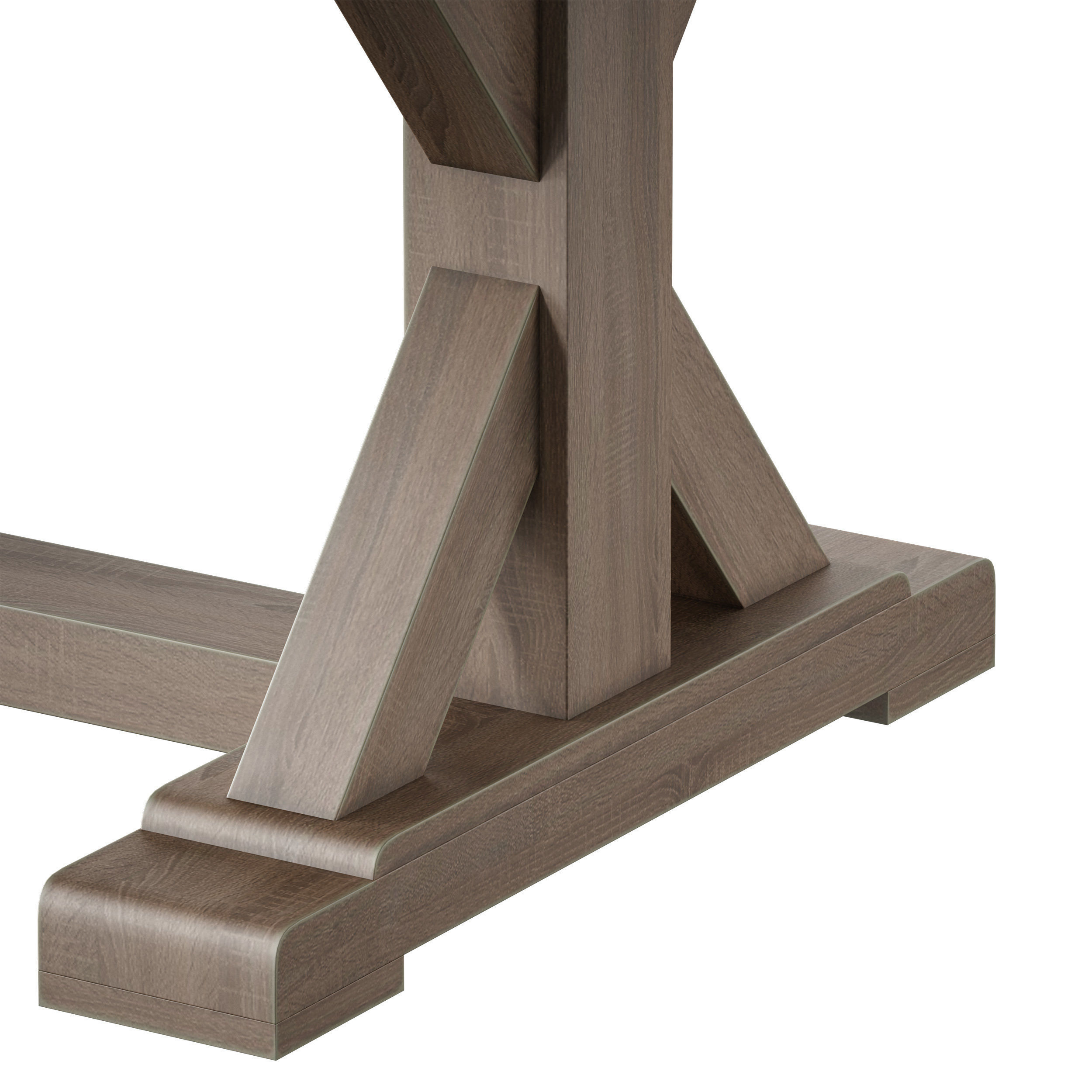 Terrain Trestle Teak Dining Table with Benches 3D model_20