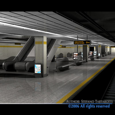 Subway - collection train on tracks 3D model_3