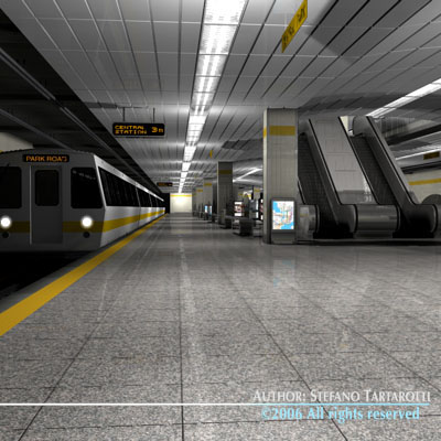 Subway - collection train on tracks 3D model_1