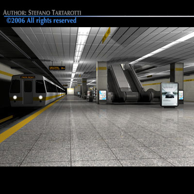 Subway - collection train on tracks 3D model_4