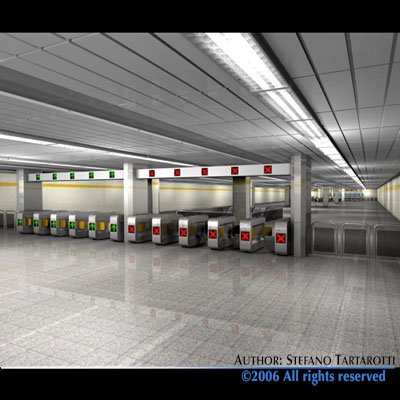 Subway - collection train on tracks 3D model_9