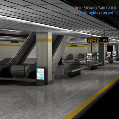 Subway - collection train on tracks 3D model_8