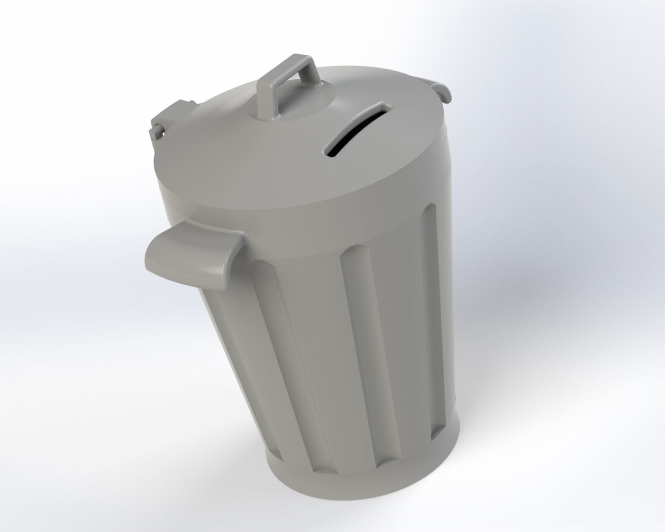 Piggy bank in the shape of a trash can with lid 3D print model_3
