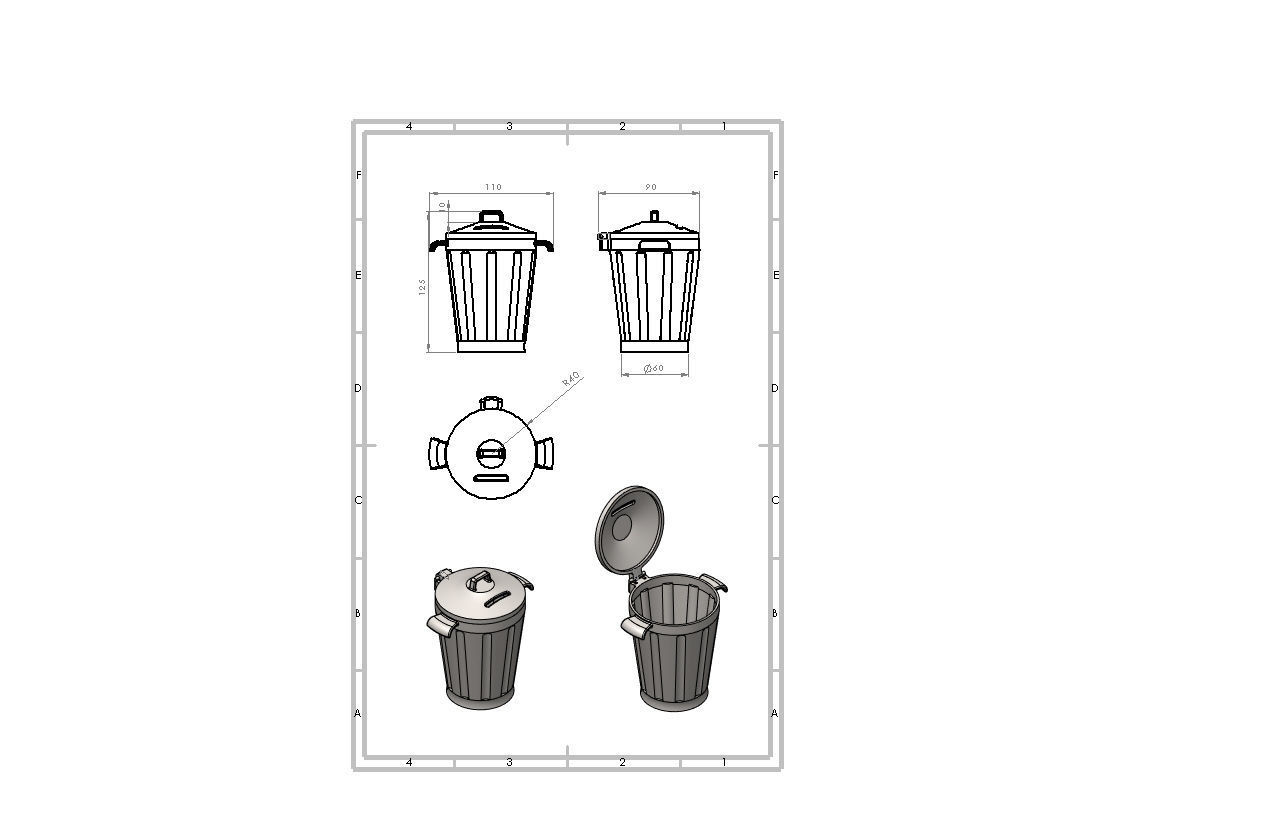 Piggy bank in the shape of a trash can with lid 3D print model_6