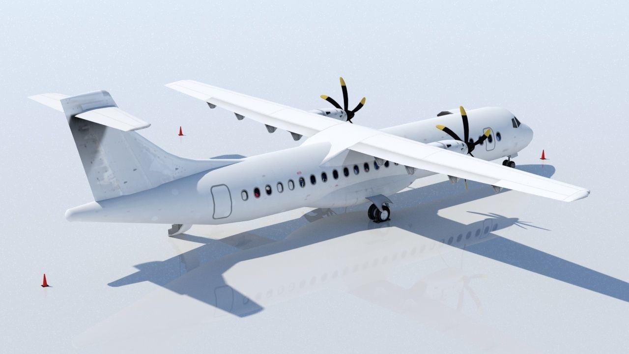 ATR 72 600 static Lowpoly Blank airport model doors Low-poly 3D model_4