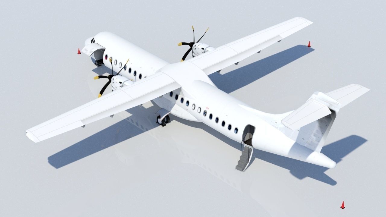 ATR 72 600 static Lowpoly Blank airport model doors Low-poly 3D model_3