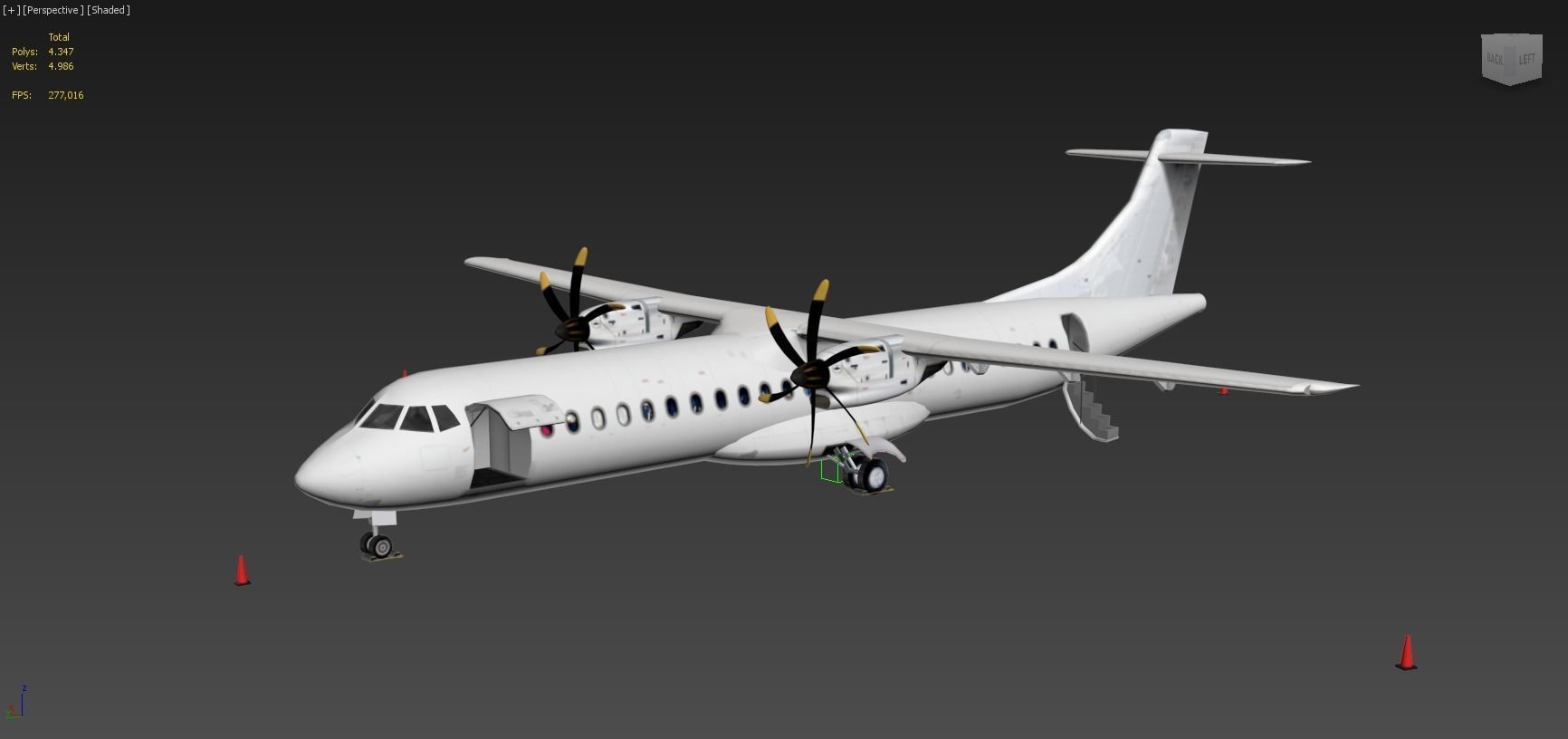 ATR 72 600 static Lowpoly Blank airport model doors Low-poly 3D model_10
