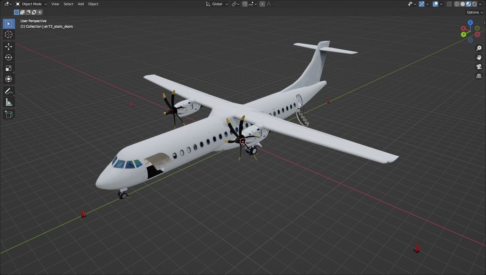 ATR 72 600 static Lowpoly Blank airport model doors Low-poly 3D model_8