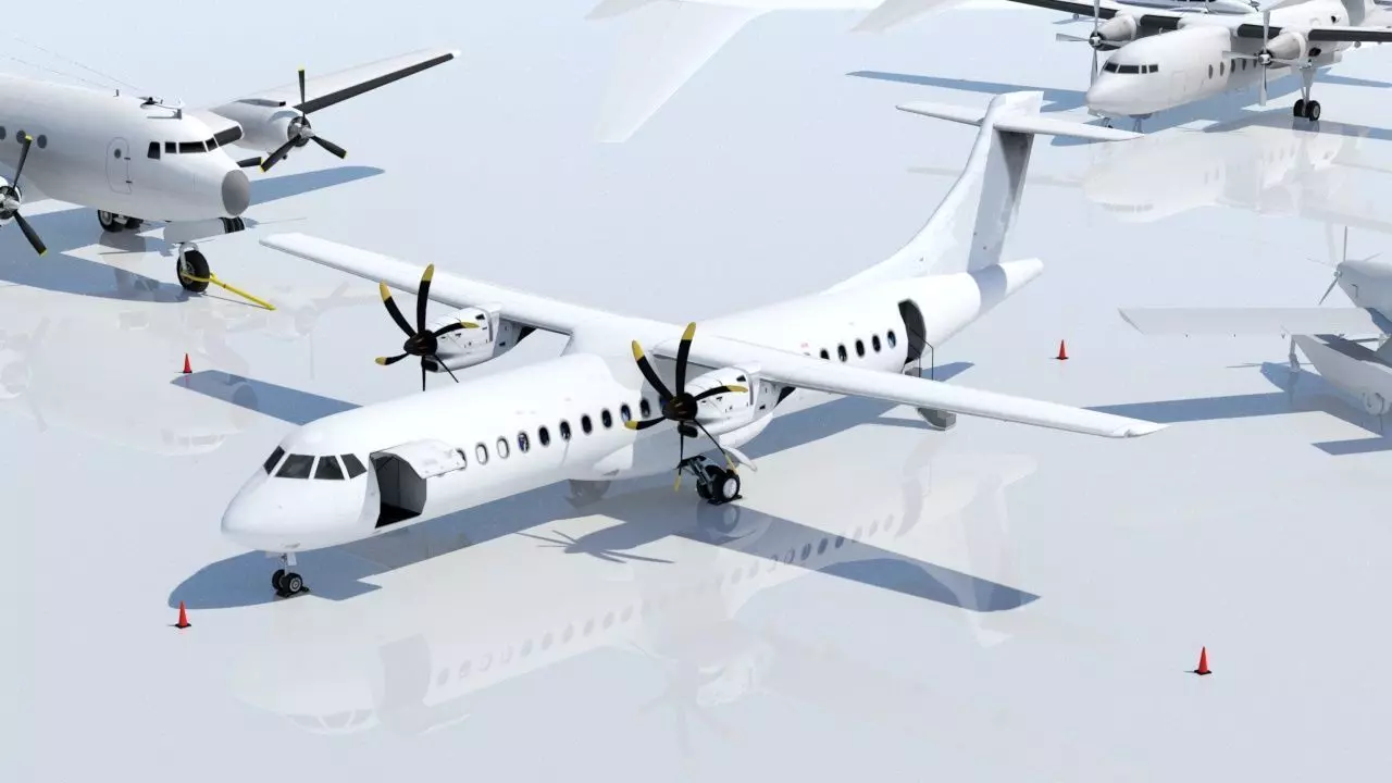 ATR 72 600 static Lowpoly Blank airport model doors Low-poly 3D model_0