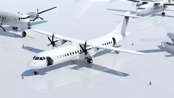 ATR 72 600 static Lowpoly Blank airport model doors  Low-poly 3D model