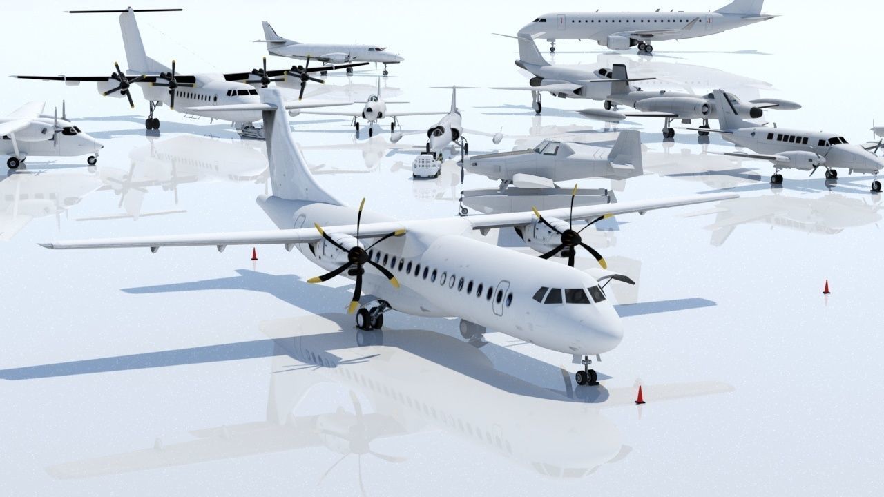 ATR 72 600 static Lowpoly Blank airport model doors Low-poly 3D model_1