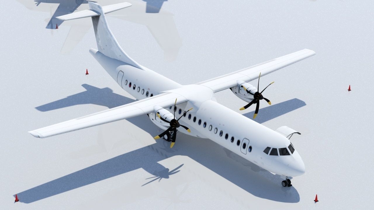 ATR 72 600 static Lowpoly Blank airport model doors Low-poly 3D model_5