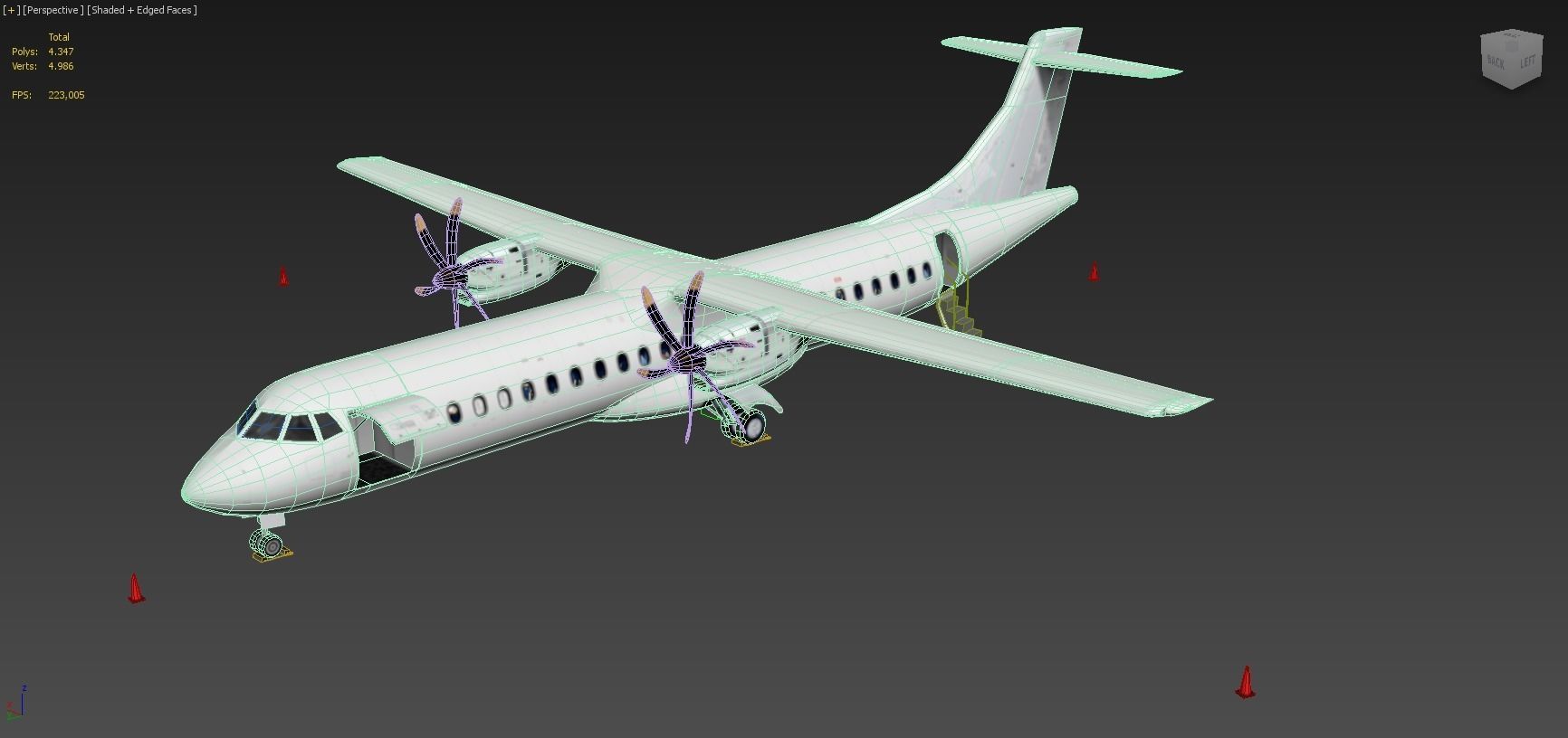 ATR 72 600 static Lowpoly Blank airport model doors Low-poly 3D model_9
