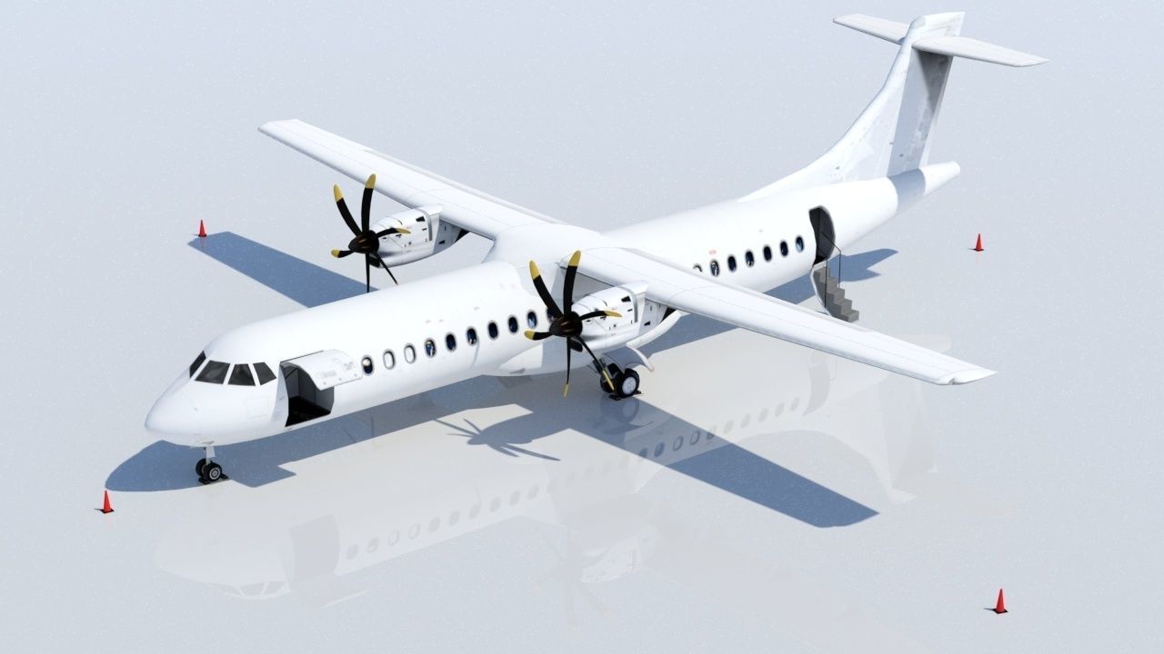 ATR 72 600 static Lowpoly Blank airport model doors Low-poly 3D model_2