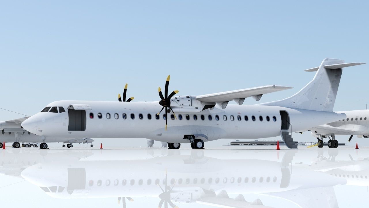 ATR 72 600 static Lowpoly Blank airport model doors Low-poly 3D model_6