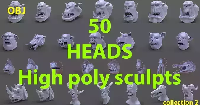 50 HEADS High Poly sculpts  3D Model Collection