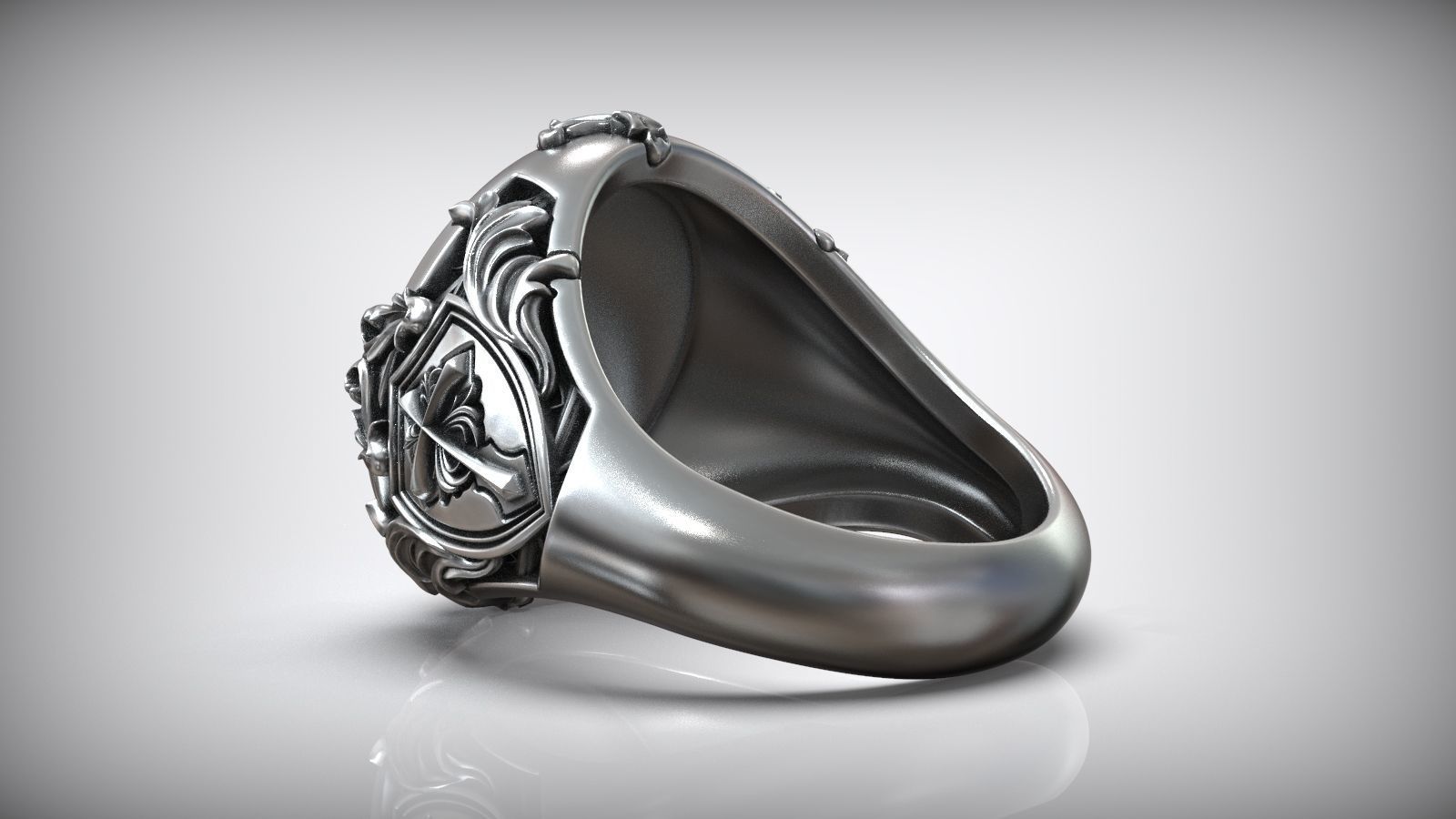 Saint Gabriel Archangel Shield Cross Symbol Christian Ring 3D print model_5