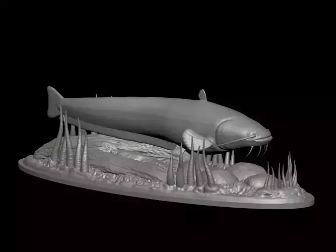 Catfish underwater statue detailed texture for 3D