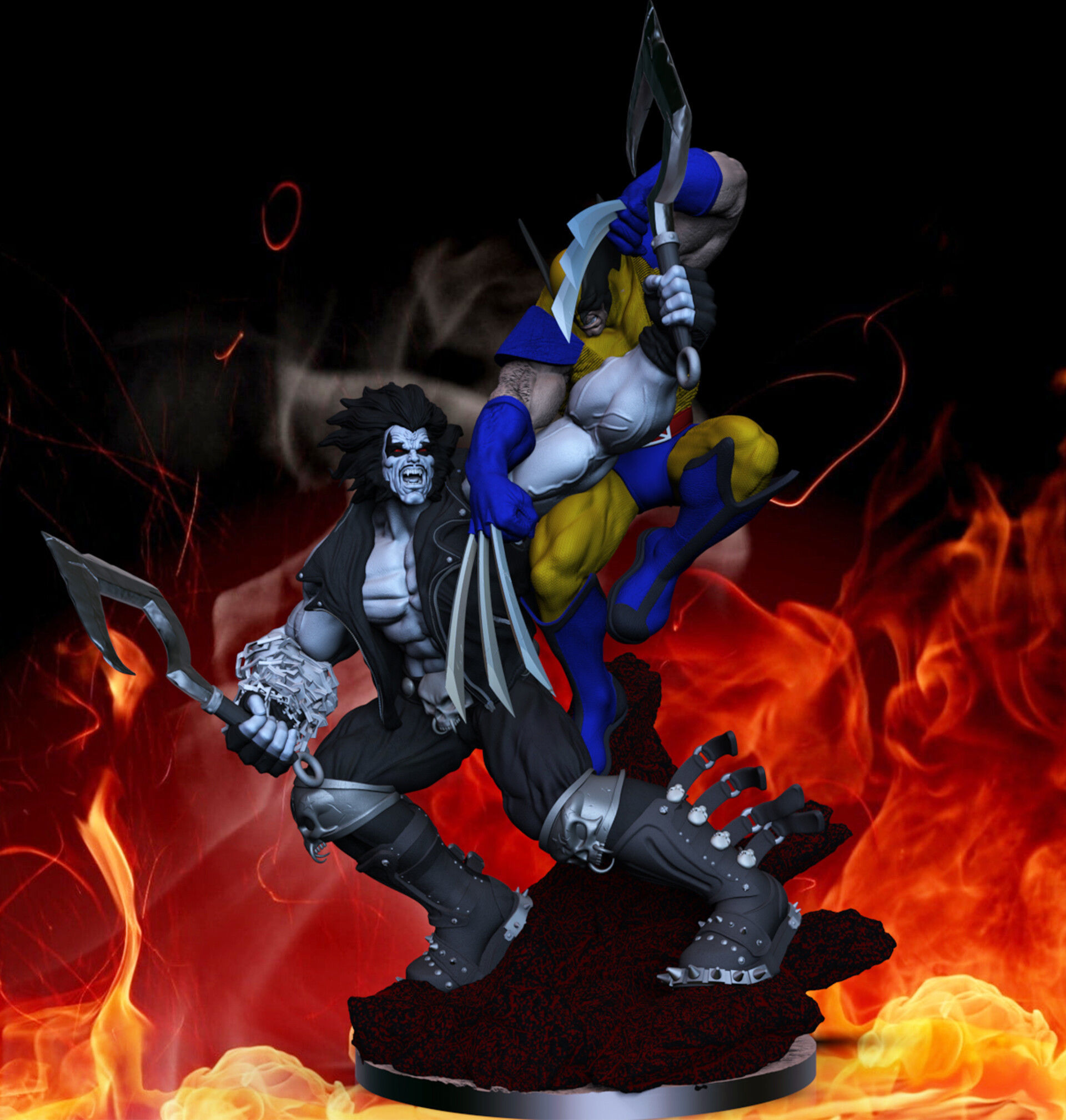 Lobo Vs Wolverine STL 3d printing Crossover fanart by CG Pyro 3D print model_2