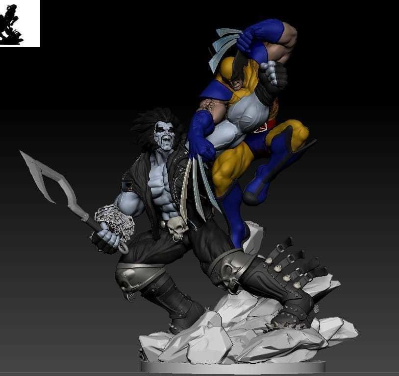 Lobo Vs Wolverine STL 3d printing Crossover fanart by CG Pyro 3D print model_3