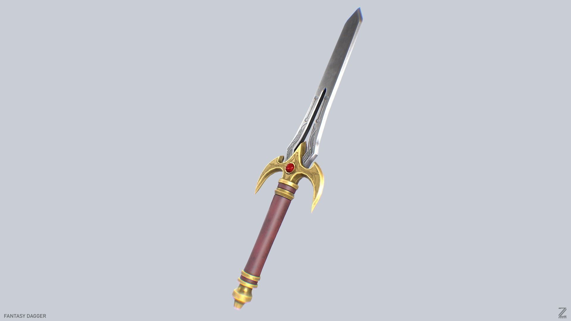 Fantasy dagger Low-poly 3D model_6