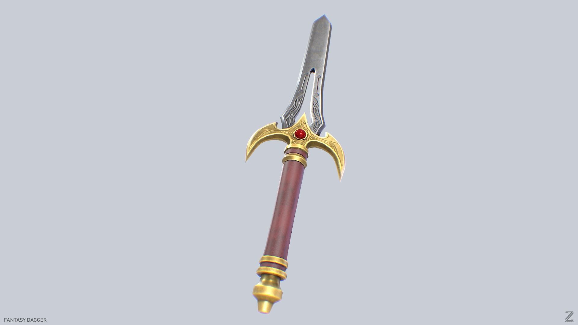Fantasy dagger Low-poly 3D model_8