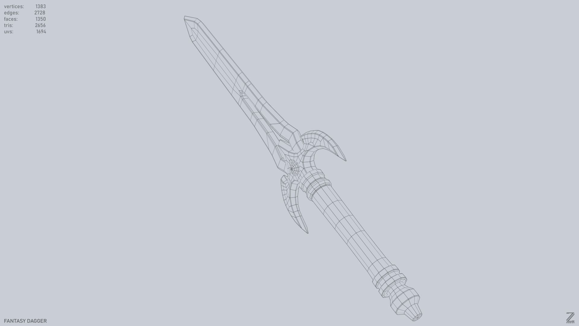 Fantasy dagger Low-poly 3D model_15