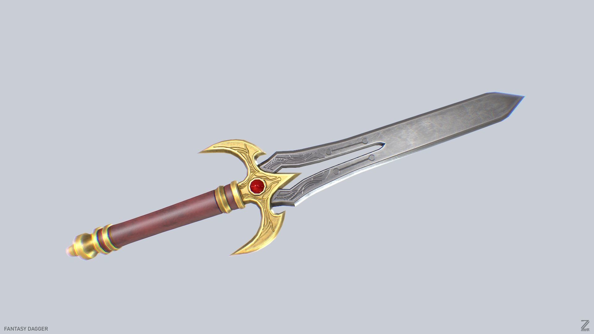Fantasy dagger Low-poly 3D model_5