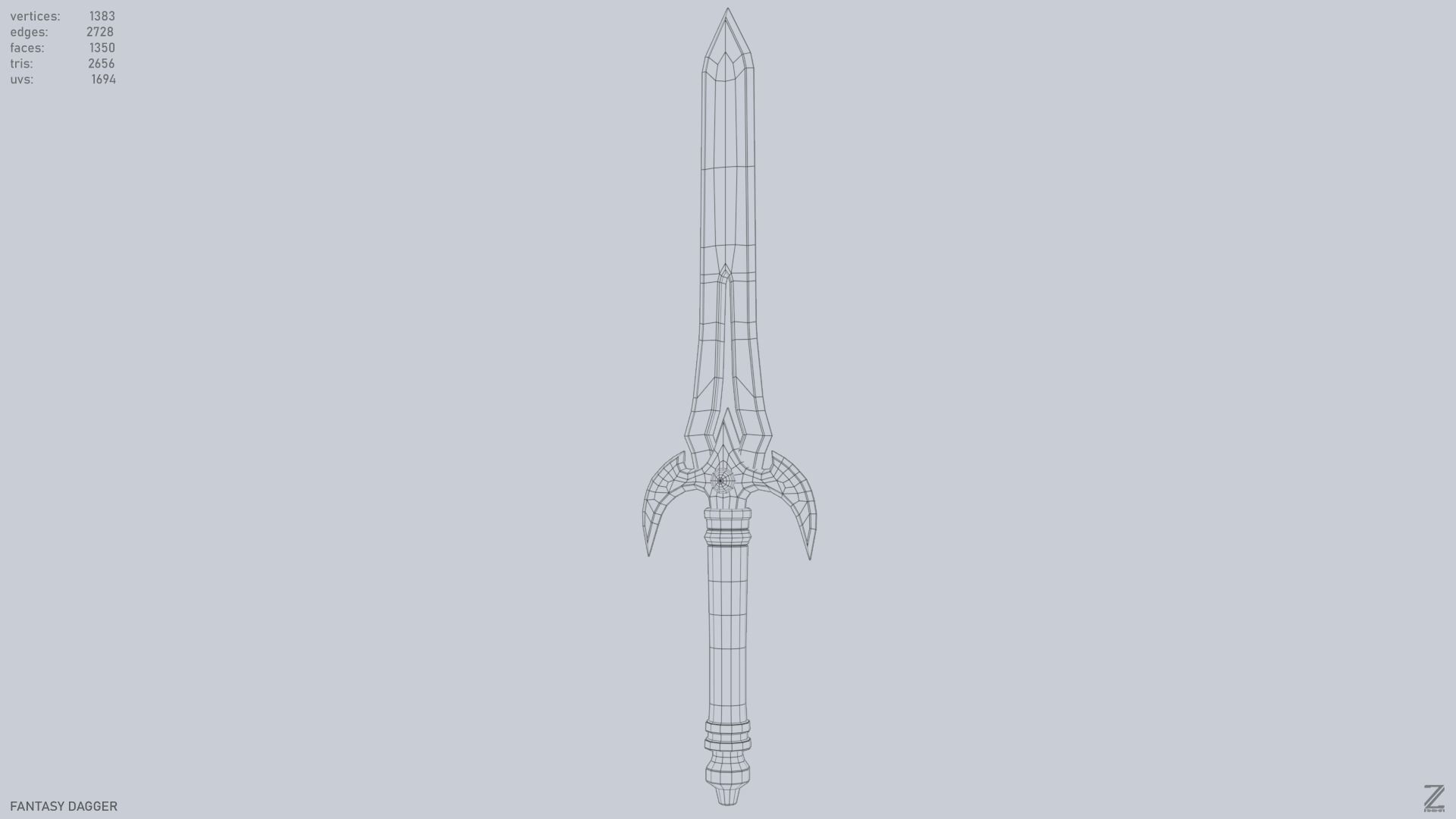 Fantasy dagger Low-poly 3D model_9