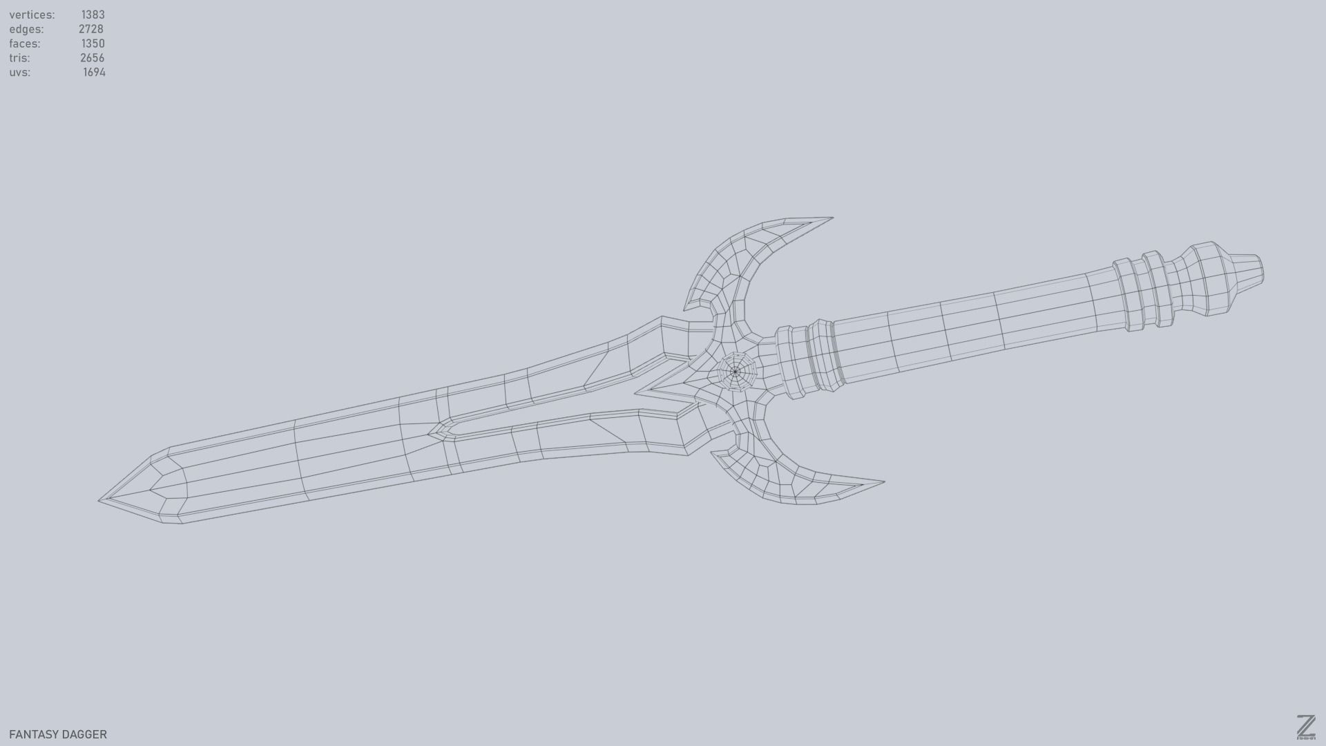 Fantasy dagger Low-poly 3D model_12