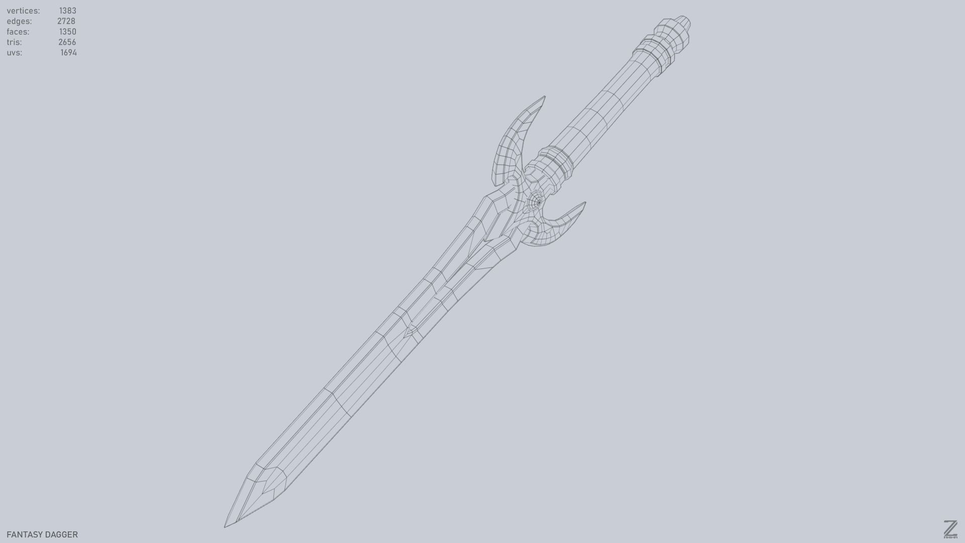 Fantasy dagger Low-poly 3D model_11