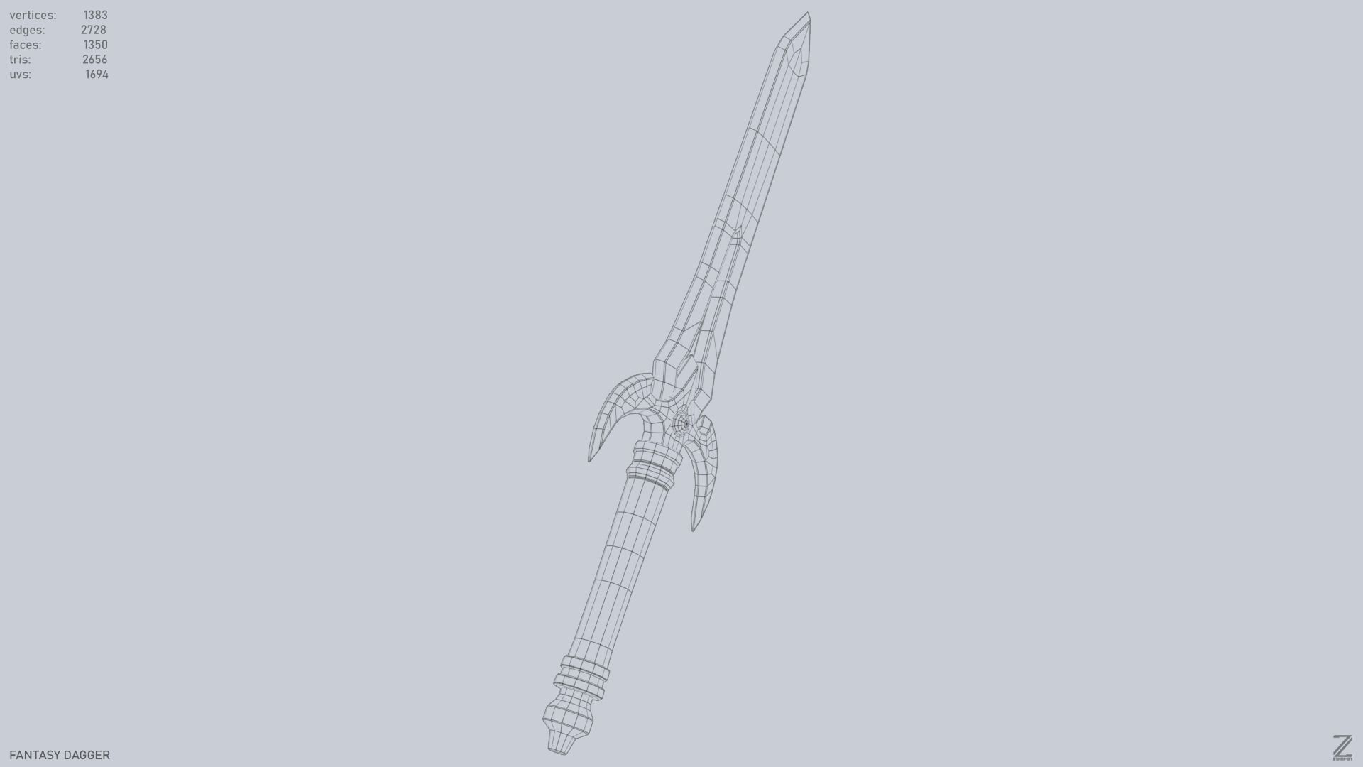 Fantasy dagger Low-poly 3D model_13