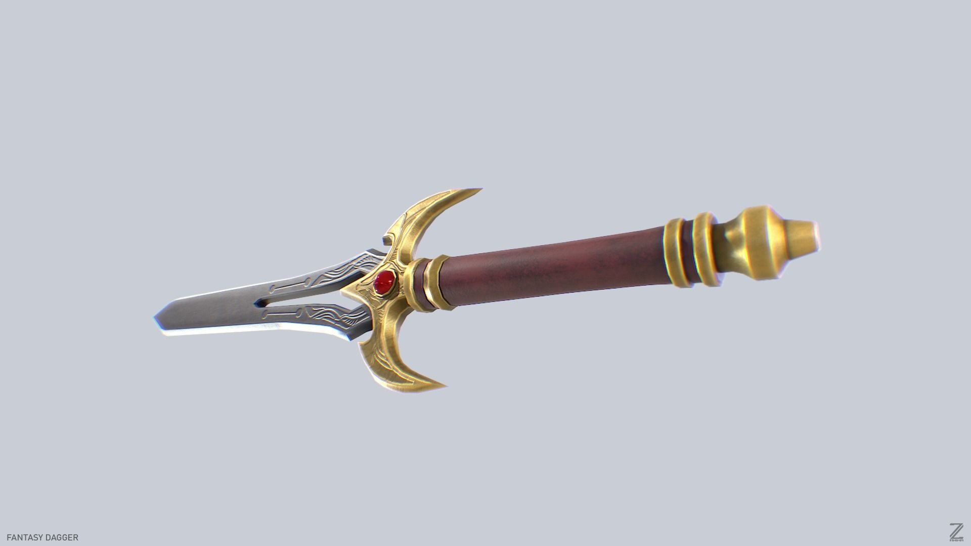 Fantasy dagger Low-poly 3D model_7