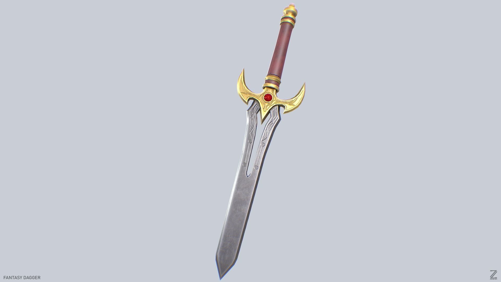 Fantasy dagger Low-poly 3D model_4