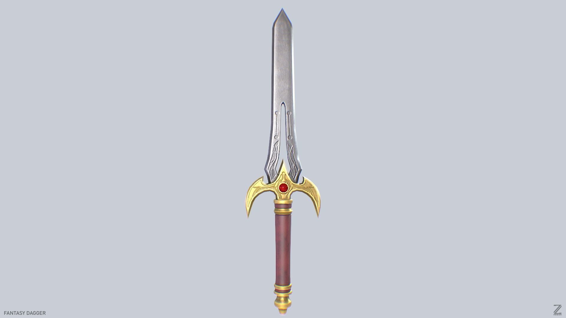 Fantasy dagger Low-poly 3D model_2