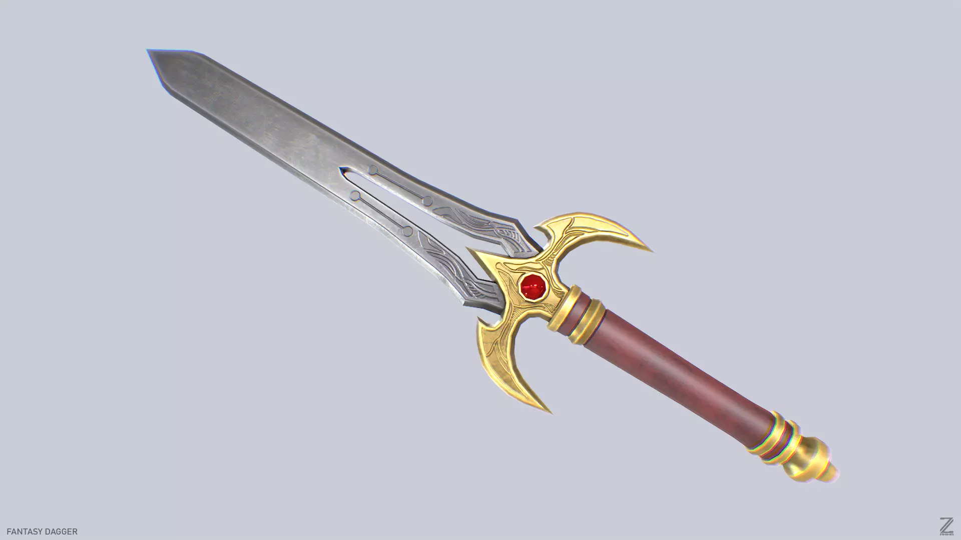 Fantasy dagger Low-poly 3D model_0
