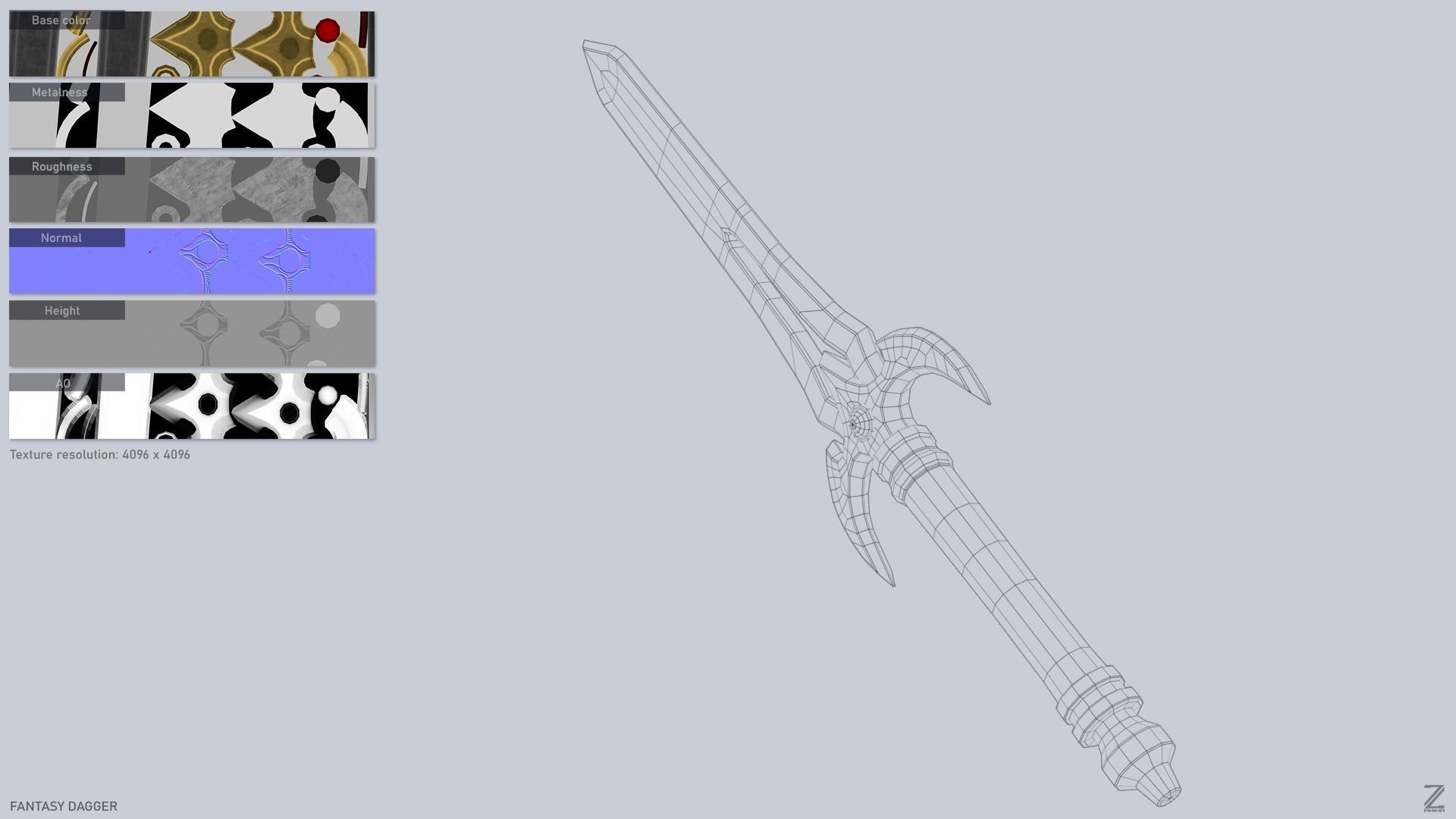 Fantasy dagger Low-poly 3D model_3