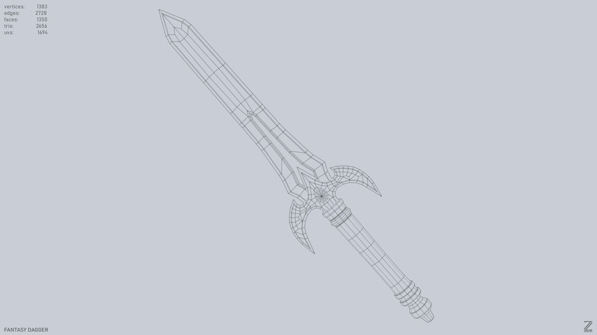 Fantasy dagger Low-poly 3D model_10