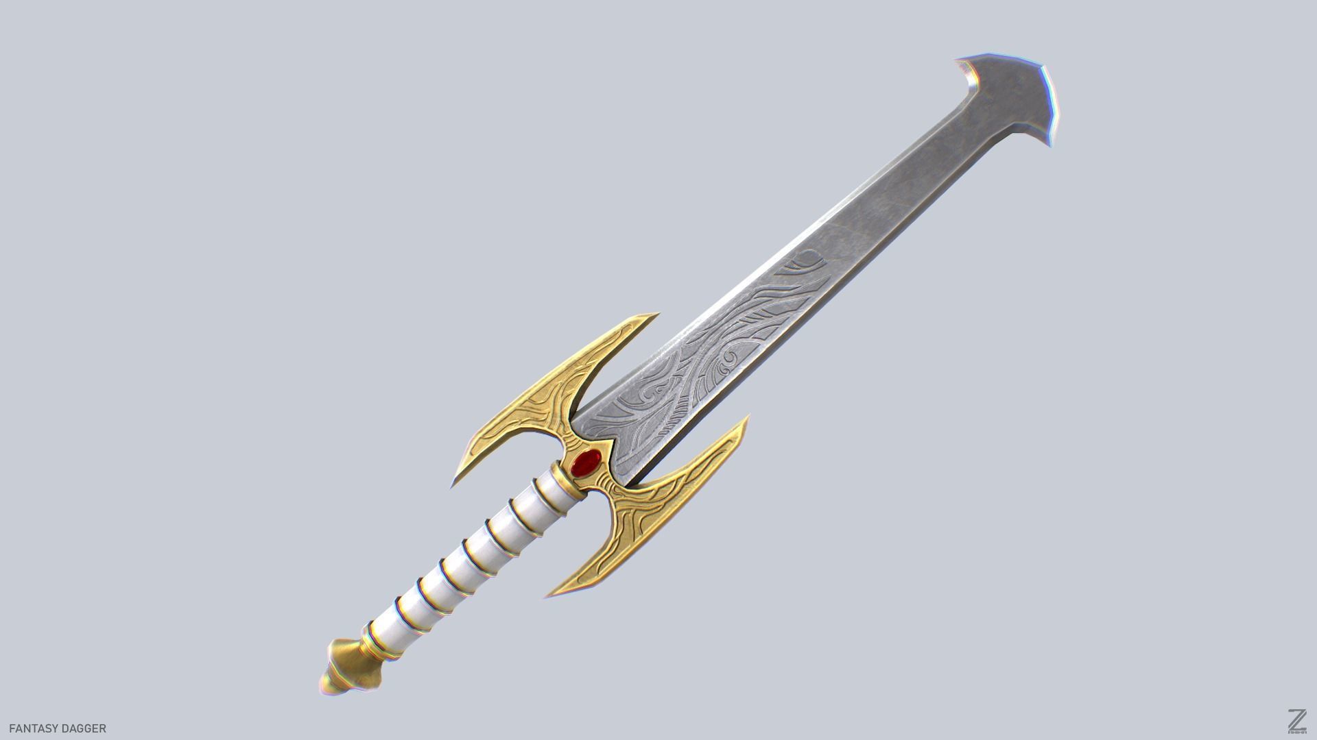 Fantasy dagger Low-poly 3D model_7