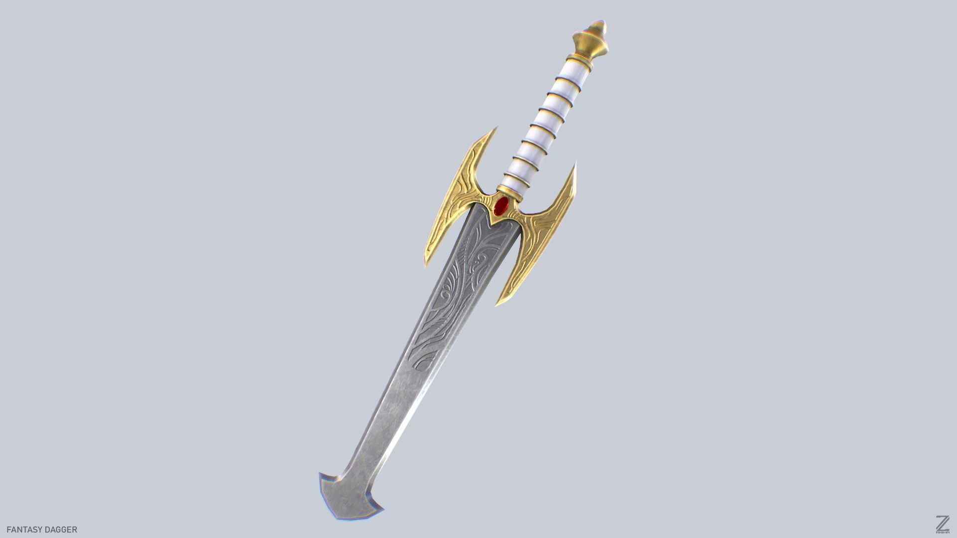 Fantasy dagger Low-poly 3D model_4