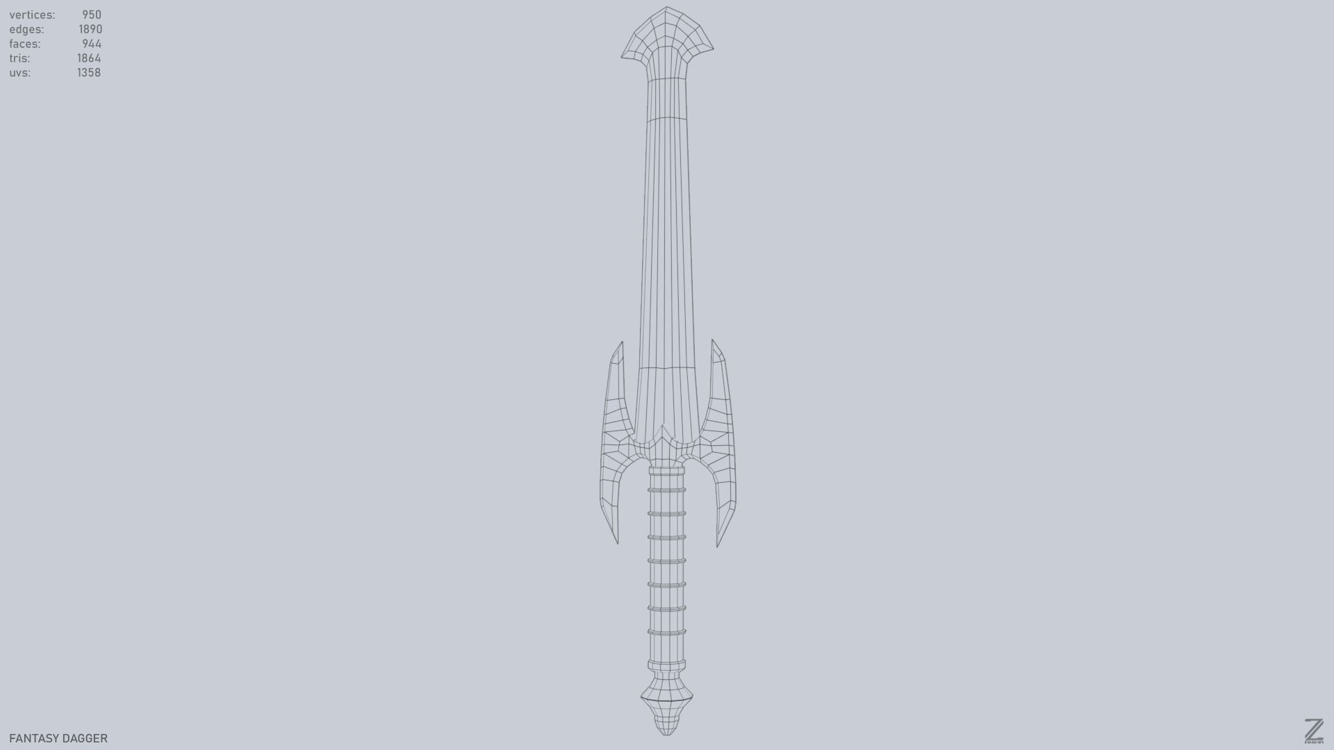 Fantasy dagger Low-poly 3D model_9