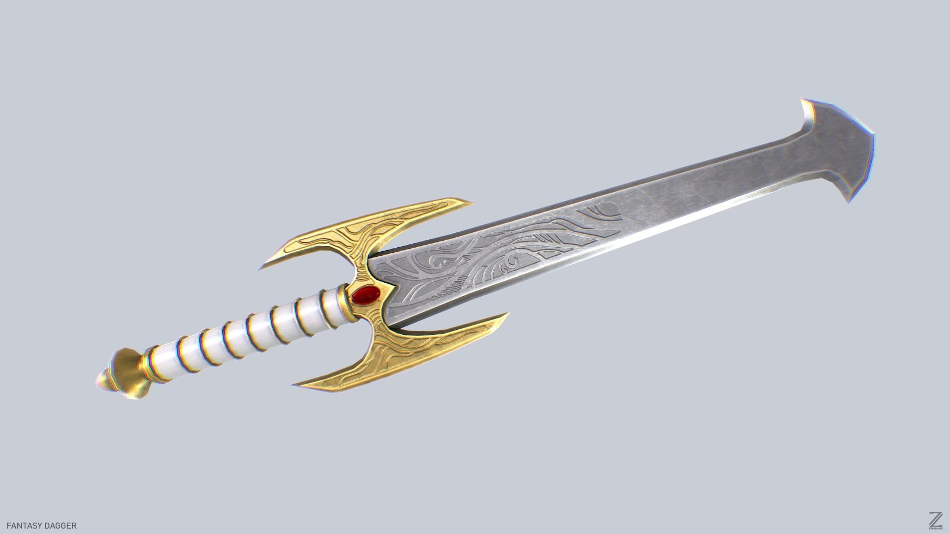 Fantasy dagger Low-poly 3D model_5