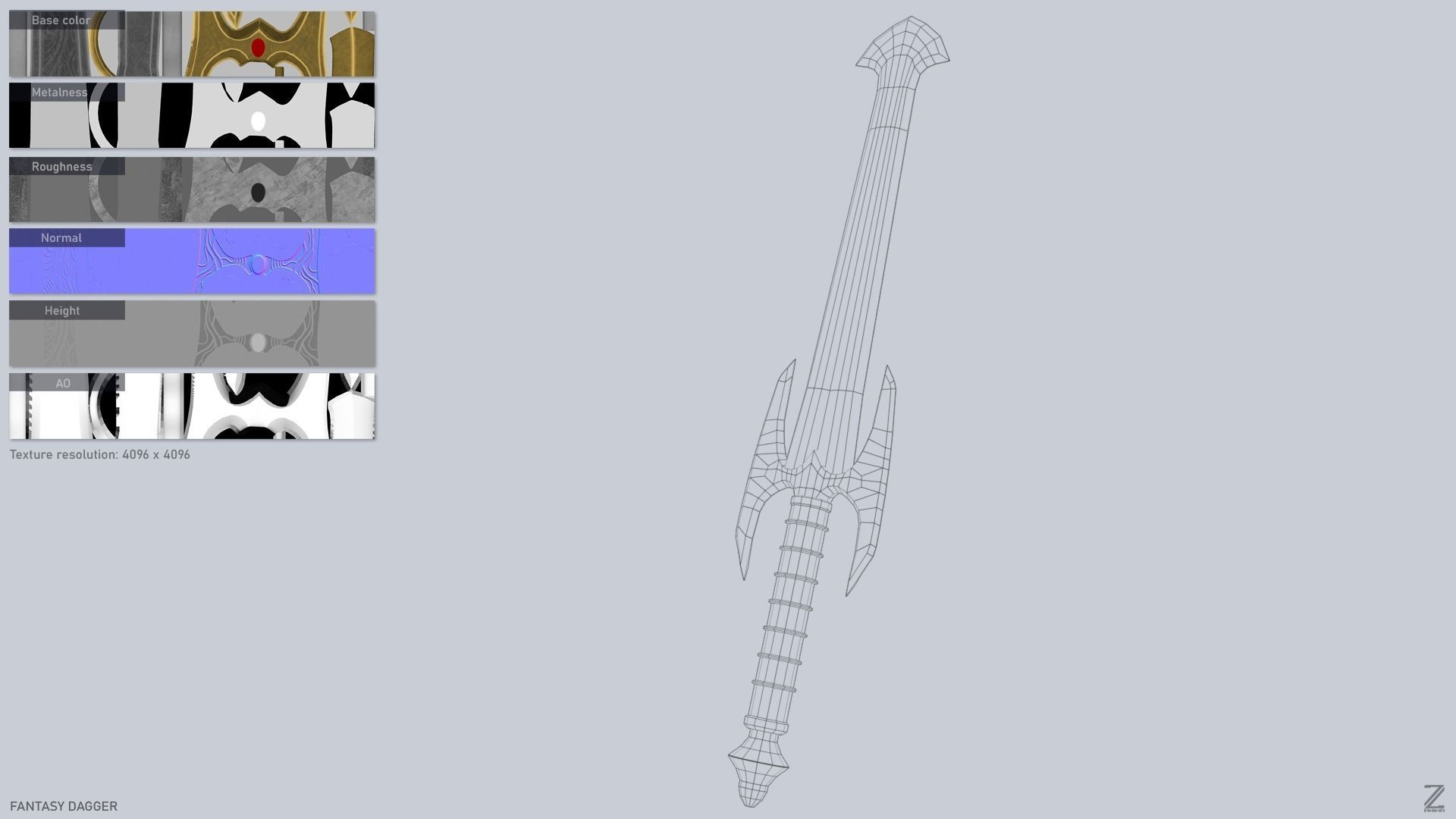 Fantasy dagger Low-poly 3D model_3