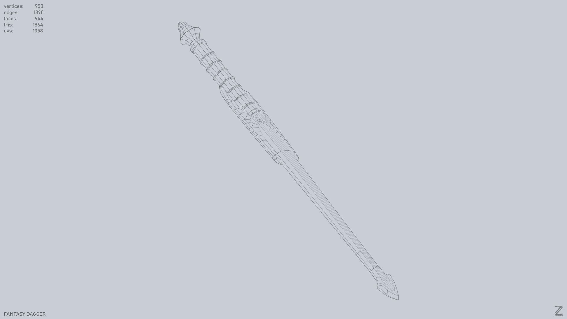 Fantasy dagger Low-poly 3D model_13