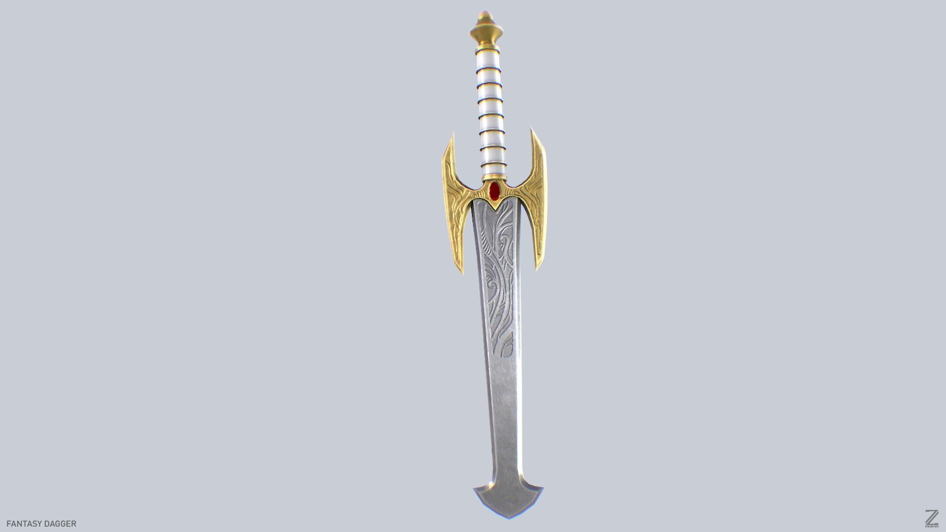 Fantasy dagger Low-poly 3D model_6