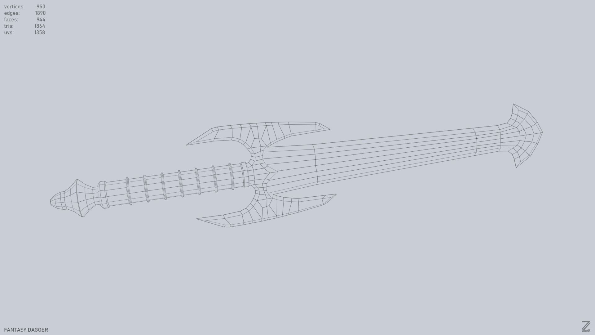 Fantasy dagger Low-poly 3D model_14